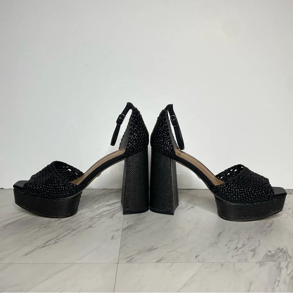 Sam Edelman Nattie Black Platform Heeled Sandal 9 1/2 M